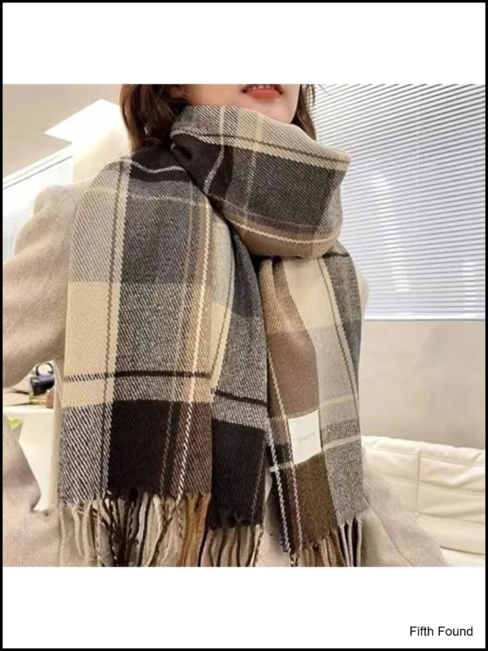 Soft Warm Scottish Tartan Plaid Winter Scarf with Fringes Shawl Wrap